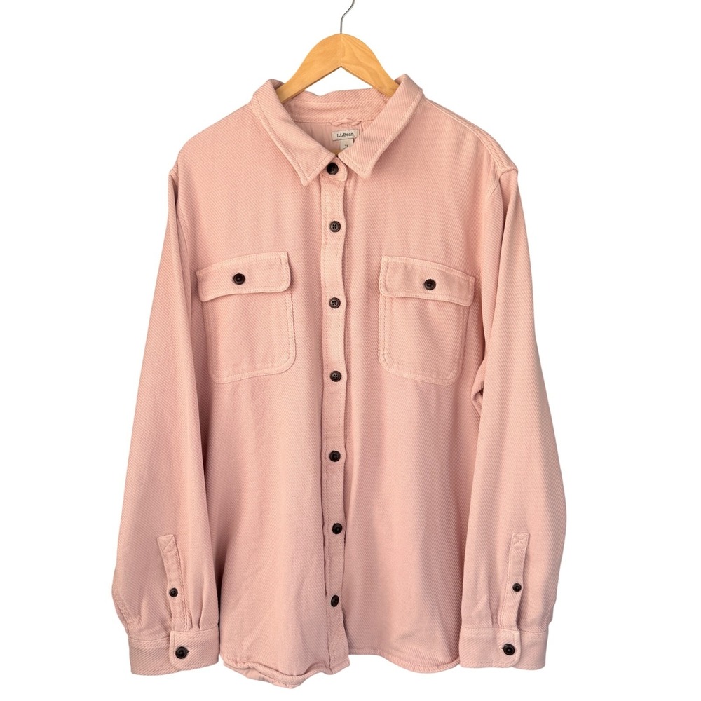 A5 LL Bean Shacket Pink 100% Cotton Twill Oversized Gorpcore‎ Utility 3X